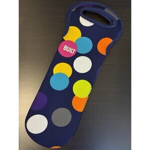 BUILT Neoprene One Wine Bottle Tote Insulated Multi-Color Dots 750ml /1L Bottles